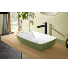Раковина, Villeroy&Boch, Artis, шгв 580*385*130, отверстия для смесителя-отсутствуют, цвет снаружи/внутри-Sage Green/белый