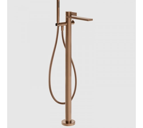 Смеситель для ванны и душа, Gessi, Inverso Rigato, напольный, цвет-Copper Brushed PVD