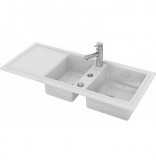 Мойка, Duravit, Cassia, двойная с крылом, шгв 1160*510*225, отверстия для смесителя-1, цвет-белый