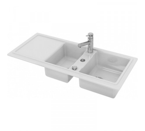 Мойка, Duravit, Cassia, двойная с крылом, шгв 1160*510*225, отверстия для смесителя-1, цвет-белый
