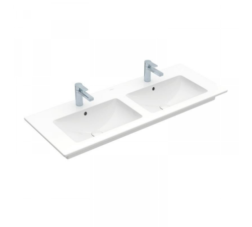 Раковина, Villeroy&Boch, Venticello, двойная, шгв 1300*500*120, отверстия для смесителя-2 сквозных, 4 промаркированных, CeramicPlus, цвет-камень белый
