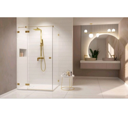 Дверь, Radaway, Essenza Pro KDJ, шв 900*2000, петли-слева, brushed gold, цвет стекла-прозрачный, Easy Clean