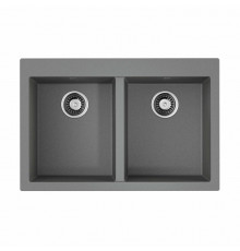 Мойка, OMOIKIRI, Bosen, шгв 800*530*200, отверстия для смесителя-5 промаркированных, чаши-2, цвет-Leningrad grey