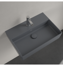 Раковина, Villeroy&Boch, Memento 2.0, шгв 600*420*140, отверстия для смесителя-1 сквозное, 2 промаркированных, CeramicPlus, цвет-графит (Graphite)