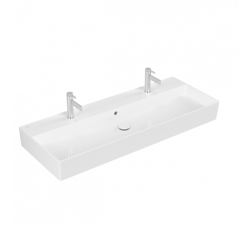 Раковина, Villeroy&Boch, Memento 2.0, шгв 1200*470*150, отверстия для смесителя-2, CeramicPlus, цвет-альпийский белый