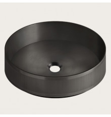 Раковина, Gessi, VENTI20, Rigato, шгв 400*400*125, отверстия для смесителя-отсутствуют, цвет-Black Metal Brushed PVD