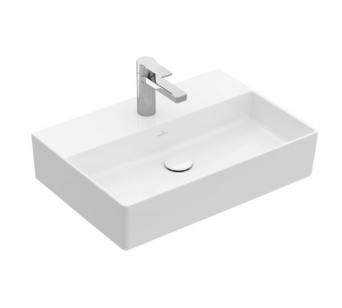 Раковина, Villeroy&Boch, Memento 2.0, шгв 500*420*135, отверстия для смесителя-1 сквозное, 2 промаркированных, CeramicPlus, цвет-Stone White