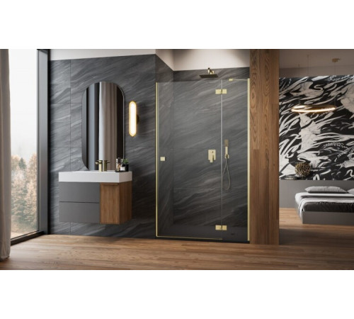 Неподвижная стенка, Radaway, Essenza 8 DWJ, шв 337*2000, Brushed Gold, цвет стекла-прозрачный, Easy Clean
