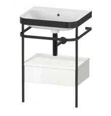 Консоль, Duravit, Happy D.2 Plus, шгв 575*490*850, с раковиной, цвет-чёрный матовый, цвет ящика-белый