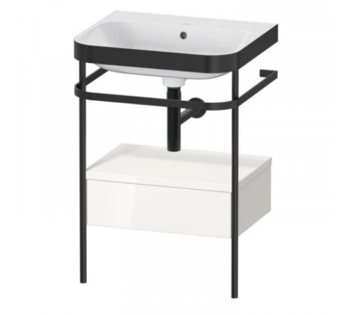 Консоль, Duravit, Happy D.2 Plus, шгв 575*490*850, с раковиной, цвет-чёрный матовый, цвет ящика-белый