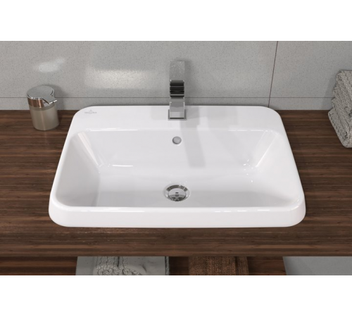 Раковина, Villeroy&Boch, Architectura, шгв 600*450*125, отверстия для смесителя-1 сквозное, 2 промаркированных, CeramicPlus, цвет-альпийский белый