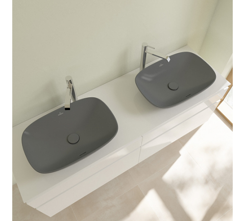 Раковина, Villeroy&Boch, Loop&Friends, шгв 560*380*120, отверстия для смесителя-отсутствуют, CeramicPlus, цвет-Graphite