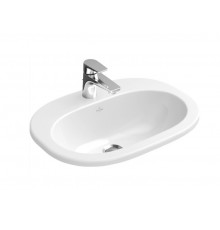 Раковина, Villeroy&Boch, O'Novo, шг 560*405, отверстия для смесителя-1 сквозное, 2 промаркированных, CeramicPlus, цвет-альпийский белый