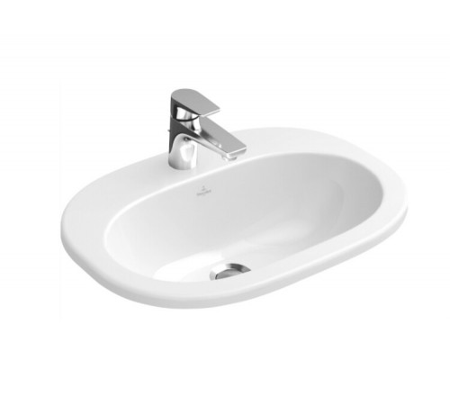 Раковина, Villeroy&Boch, O'Novo, шг 560*405, отверстия для смесителя-1 сквозное, 2 промаркированных, CeramicPlus, цвет-альпийский белый