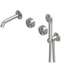 Смеситель для ванны и душа, Quadro design, Super, настенный встраиваемый, цвет-Steel Brushed