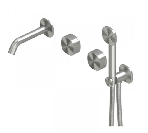 Смеситель для ванны и душа, Quadro design, Super, настенный встраиваемый, цвет-Steel Brushed