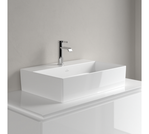 Раковина, Villeroy&Boch, Memento 2.0, шгв 600*420*90, отверстия для смесителя-1 сквозное, 2 промаркированных, цвет-альпийский белый