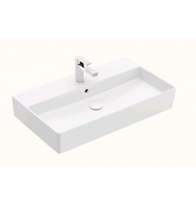 Раковина, Villeroy&Boch, Memento 2.0, шгв 800*470*135, отверстия для смесителя-1 сквозное, 2 промаркированных, CeramicPlus, цвет-альпийский белый