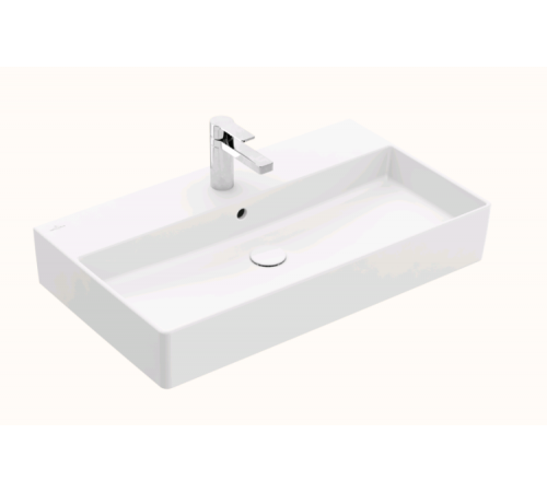 Раковина, Villeroy&Boch, Memento 2.0, шгв 800*470*135, отверстия для смесителя-1 сквозное, 2 промаркированных, цвет-альпийский белый