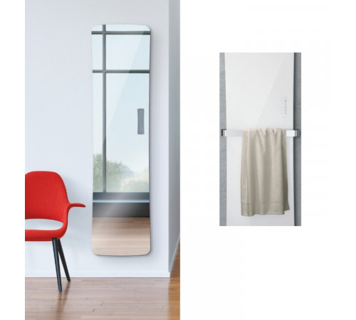 Полотенцесушитель, Zehnder, Folio Glass, шгв 540*65*1796, зеркальное стекло, с полотенцедержателем цвет-хром