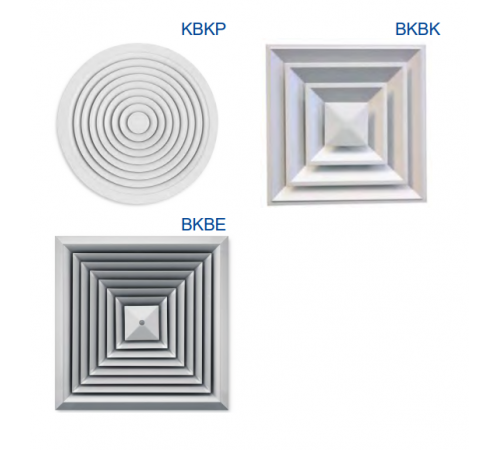 KBKP, BKBK, BKBE, Диффузоры потолочные Trox