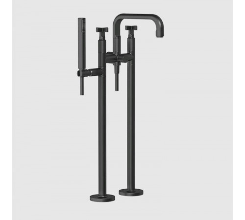 Смеситель для ванны и душа, Gessi, Inciso, напольный, цвет-черный матовый