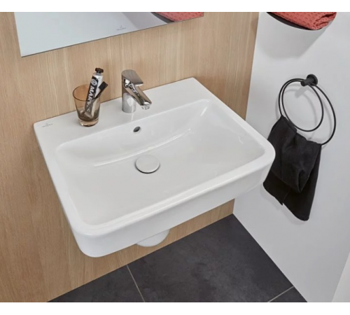 Раковина, Villeroy&Boch, O.Novo, шгв 600*460*125, отверстия для смесителя-1 сквозное, 2 промаркированных, CeramicPlus/AntiBac, цвет-альпийский белый
