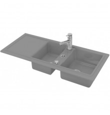 Мойка, Duravit, Cassia, двойная с крылом, шгв 1160*510*225, отверстия для смесителя-1, цвет-серый