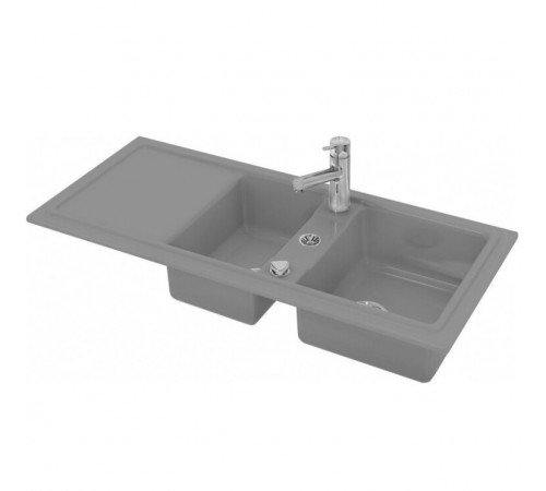 Мойка, Duravit, Cassia, двойная с крылом, шгв 1160*510*225, отверстия для смесителя-1, цвет-серый
