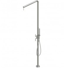 Душевая стойка, Quadro design, Levo, уличная, цвет-Steel Brushed