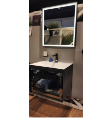 Комплект мебели, Duravit, Vitrium, тумба с раковиной и внутренними разделителями+смеситель для раковины Tulum by Starck+зеркало, цвет-серый/черный мат