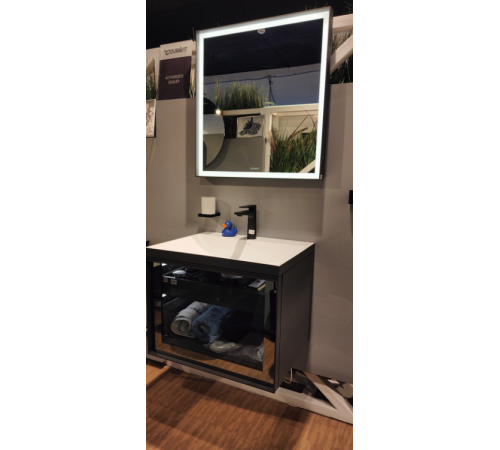 Комплект мебели, Duravit, Vitrium, тумба с раковиной и внутренними разделителями+смеситель для раковины Tulum by Starck+зеркало, цвет-серый/черный мат