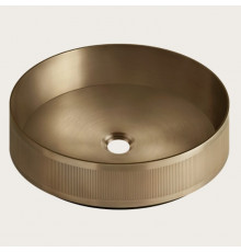 Раковина, Gessi, VENTI20, Rigato, шгв 400*400*125, отверстия для смесителя-отсутствуют, цвет-Warm Bronze Brushed PVD