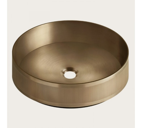 Раковина, Gessi, VENTI20, Rigato, шгв 400*400*125, отверстия для смесителя-отсутствуют, цвет-Warm Bronze Brushed PVD