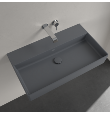 Раковина, Villeroy&Boch, Memento 2.0, шгв 800*470*135, отверстия для смесителя-отсутствуют, CeramicPlus, цвет-Graphite