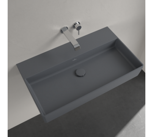 Раковина, Villeroy&Boch, Memento 2.0, шгв 800*470*135, отверстия для смесителя-отсутствуют, CeramicPlus, цвет-Graphite