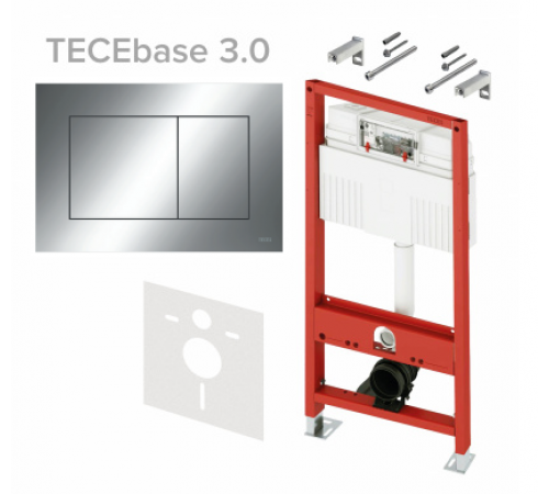 Инсталляция, TECE, TECEbase 3.0, для унитаза, шгв 500*230*1320, клавиша-TECEnow, цвет клавиши-хром