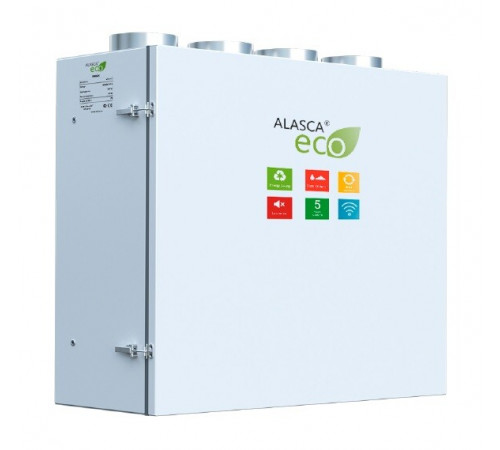 ECO V200EC W Pro, Вентиляционная установка Alasca ECO приточно-вытяжная с энтальпийным пластинчатым рекуператором + смес. узел, заслонки, датчики