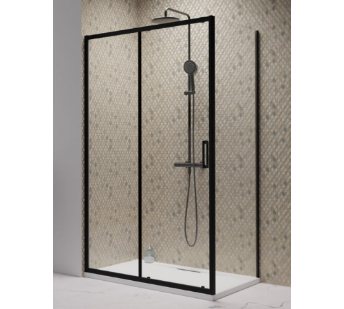 Дверь, Radaway, Premium Pro KDJ, шв 1300*2000, петли-слева, черный, цвет стекла-прозрачный, Easy Clean