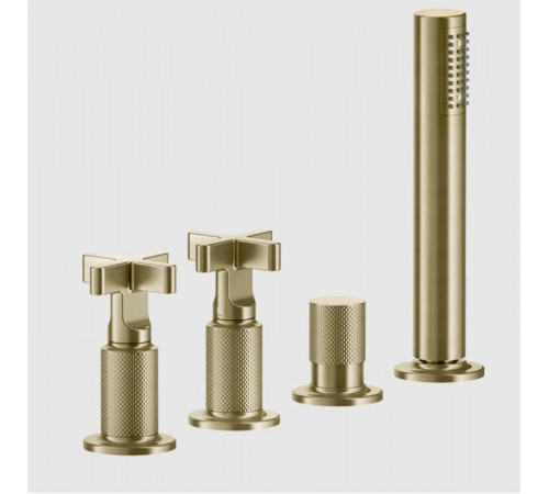 Смеситель для ванны и душа, Gessi, Inciso, на 2 потребителя, цвет-Brushed Brass PVD