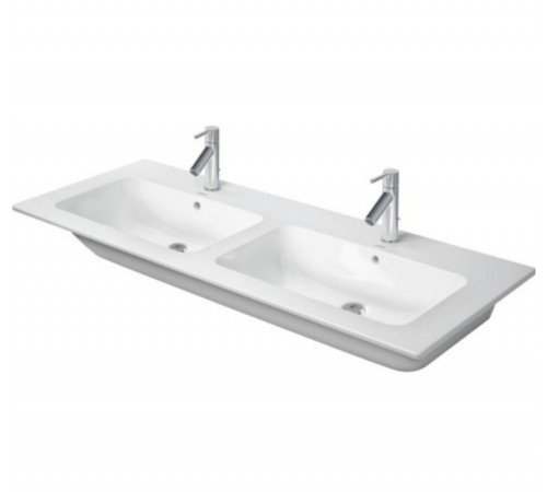 Раковина, Duravit, ME by Starck, двойная, шгв 1300*490*180, отверстия для смесителя-1, цвет-белый шелковисто-матовый