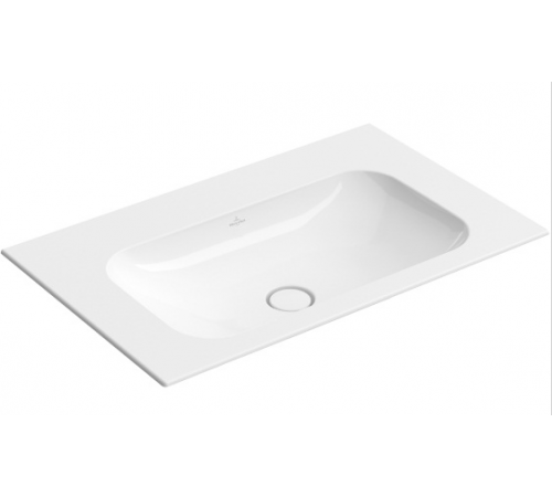 Раковина, Villeroy&Boch, Finion, шгв 800*500*100, отверстия для смесителя-отсутствуют, CeramicPlus, цвет-альпийский белый