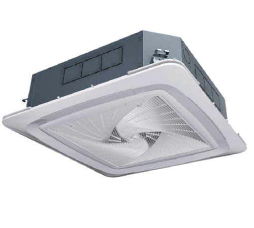 FCB-058B CN2B, Фанкойл, Haier, кассетный, 2-х трубный, с круговым потоком, с ИК пультом, без панели, тип дефекта - выставочный образец (возврат с выставки), дефект заводской упаковки (вскрыта коробка)