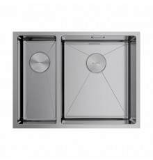 Мойка, OMOIKIRI, TAKI, шгв 585*440*200, отверстия для смесителя-отсутствуют, чаши-2, большая чаша-справа, цвет-нержавеющая сталь