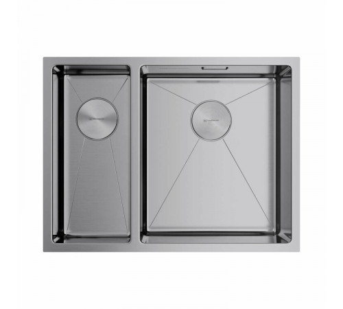 Мойка, OMOIKIRI, TAKI, шгв 585*440*200, отверстия для смесителя-отсутствуют, чаши-2, большая чаша-справа, цвет-нержавеющая сталь
