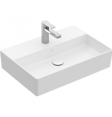 Раковина, Villeroy&Boch, Memento 2.0, шгв 600*420*140, отверстия для смесителя-1 сквозное, 2 промаркированных, CeramicPlus, цвет-альпийский белый