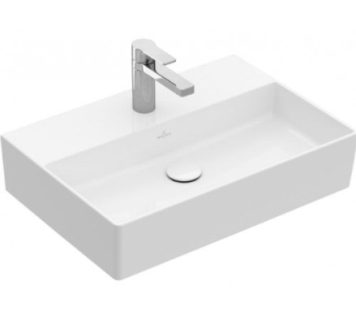 Раковина, Villeroy&Boch, Memento 2.0, шгв 600*420*140, отверстия для смесителя-1 сквозное, 2 промаркированных, CeramicPlus, цвет-альпийский белый