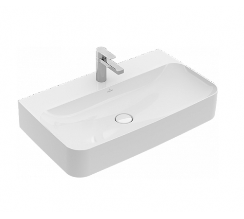 Раковина, Villeroy&Boch, Finion, шгв 800*470*105, отверстия для смесителя-1 сквозное, 2 промаркированных, CeramicPlus, цвет-альпийский белый