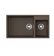 Мойка, OMOIKIRI, Tedori, шгв 850*465*235, отверстия для смесителя-2 промаркированных, чаши-2, цвет-Espresso