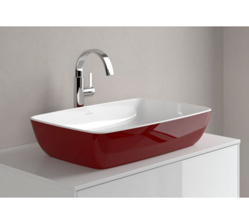 Раковина, Villeroy&Boch, Artis, шгв 580*385*130, отверстия для смесителя-отсутствуют, цвет снаружи/внутри-Bordeaux/белый